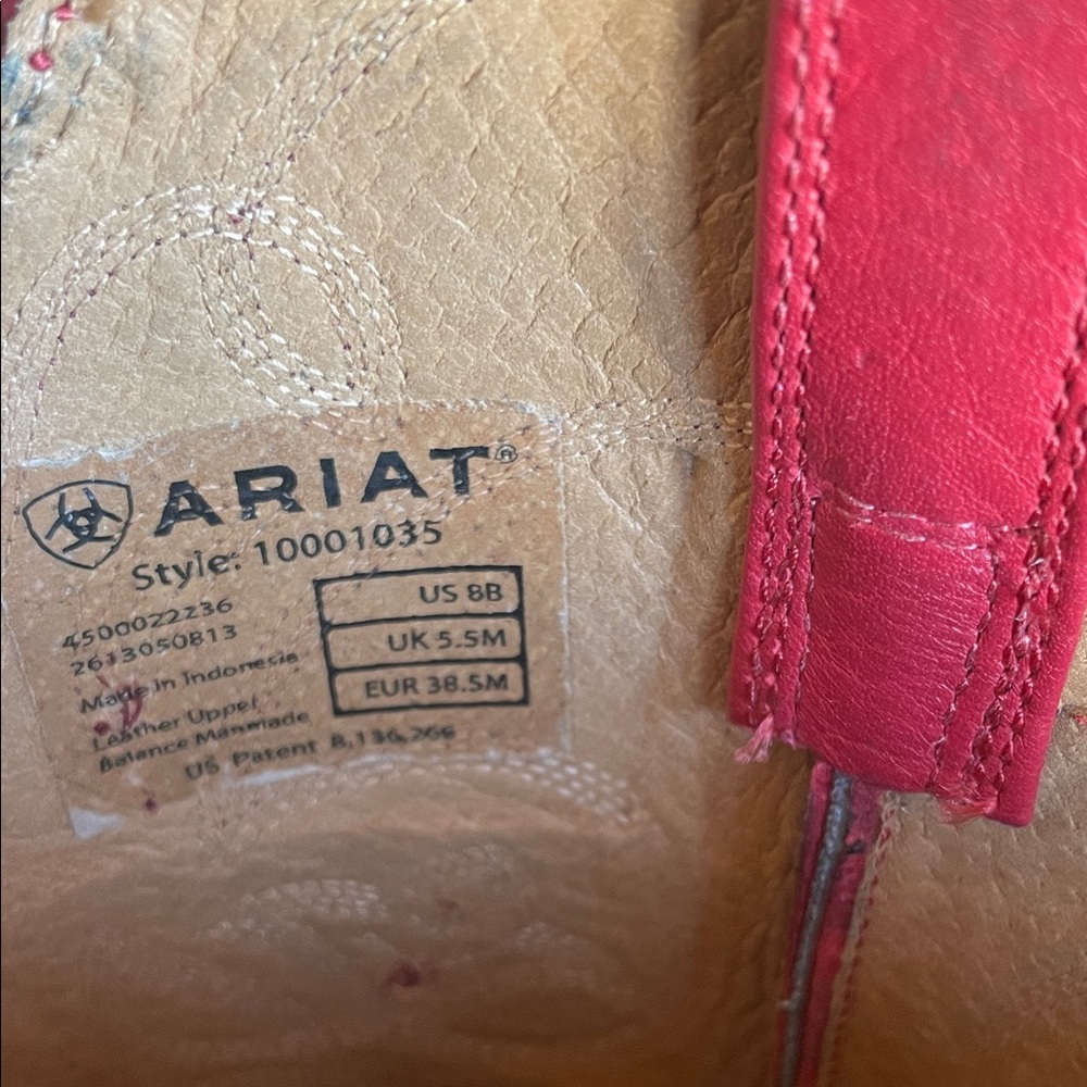 Ariat Vibrant Red Leather Western Boots - Picture 8 of 14